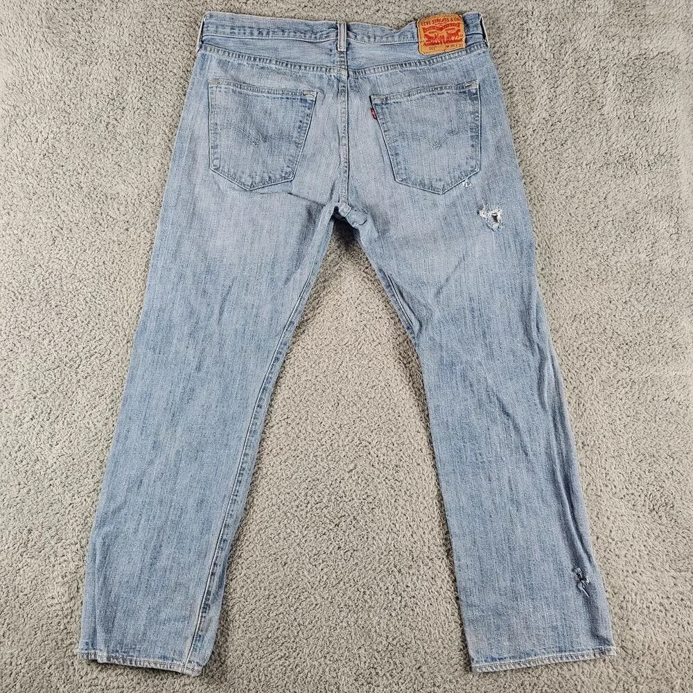 Levis 501 Jeans Mens 36x29* Blue Button Fly Classic Straight Grunge Distressed